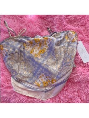 Sienna Sky Gray and Yellow Floral Bandana Crop Top